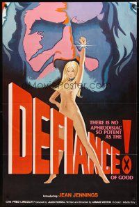 5f232 DEFIANCE OF GOOD 1sh '74 Jean Jennings, Fred J. Lincoln, cool sexy artwork!
