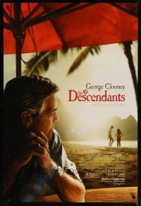 5f235 DESCENDANTS advance DS 1sh '11 cool image of George Clooney on beach!