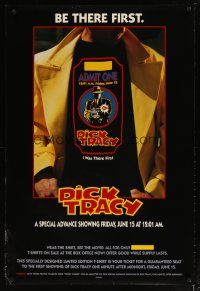 5f241 DICK TRACY advance DS 1sh '90 Warren Beatty, wear the shirt, see the movie first!