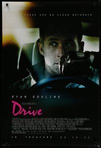 5f266 DRIVE advance DS 1sh '11 cool image of Ryan Gosling in car, there are no clean getaways!