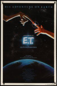5f268 E.T. THE EXTRA TERRESTRIAL 1sh '83 Drew Barrymore, Steven Spielberg classic, Alvin art!