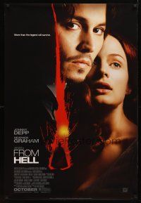 5f319 FROM HELL style B advance DS 1sh '01 close-up of Johnny Depp & Heather Graham!