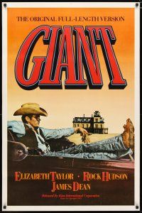 5f332 GIANT 1sh R83 James Dean, Elizabeth Taylor, Rock Hudson, directed by George Stevens!