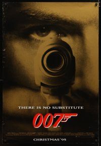 5f335 GOLDENEYE advance DS 1sh '95 Pierce Brosnan as secret agent James Bond 007, cool close-up!