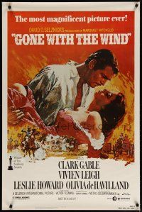 5f337 GONE WITH THE WIND 1sh R80s Clark Gable, Vivien Leigh, Leslie Howard, all-time classic!