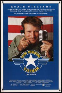 5f341 GOOD MORNING VIETNAM 1sh '87 Vietnam War radio DJ Robin Williams, Barry Levinson directed!