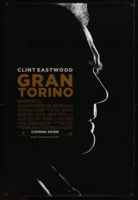 5f344 GRAN TORINO advance DS 1sh '08 cool profile of star/director Clint Eastwood!