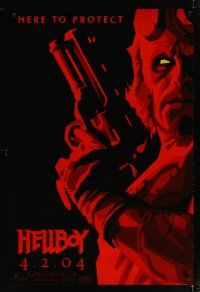 5f369 HELLBOY teaser 1sh '04 Mike Mignola comic, Ron Perlman, here to protect!