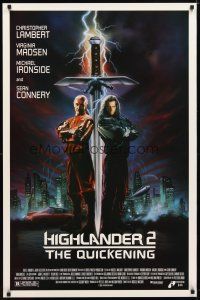 5f377 HIGHLANDER 2 1sh '91 great artwork of immortals Christopher Lambert & Sean Connery!