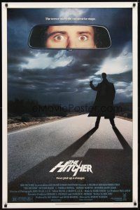 5f379 HITCHER 1sh '86 Rutger Hauer, C. Thomas Howell, terror starts the moment he stops!