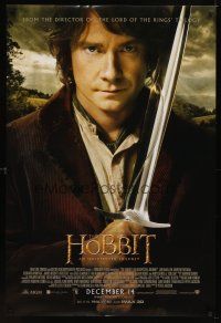 5f380 HOBBIT: AN UNEXPECTED JOURNEY int'l advance DS 1sh '12 Tolkien, Martin Freeman as Bilbo w/Sting!