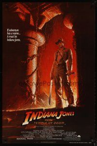 5f410 INDIANA JONES & THE TEMPLE OF DOOM 1sh '84 adventure is Ford's name, Wolfe art!