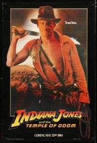 5f411 INDIANA JONES & THE TEMPLE OF DOOM teaser 1sh '84 art of Harrison Ford, trust him!