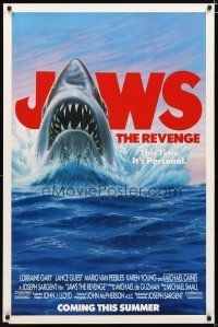 5f427 JAWS: THE REVENGE advance 1sh '87 art of the Great White Shark, this time it's personal!