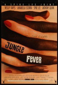 5f437 JUNGLE FEVER heavy stock advance 1sh '90 Spike Lee, Wesley Snipes, interracial romance!