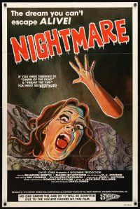 5f570 NIGHTMARE 1sh '81 wild cartoony horror image, the dream you can't escape ALIVE!