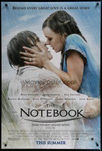5f573 NOTEBOOK advance DS 1sh '04 huge romantic close up of Ryan Gosling & Rachel McAdams!