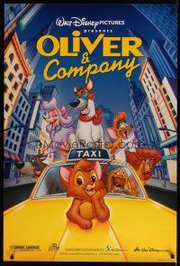5f578 OLIVER & COMPANY DS 1sh R96 great art of Walt Disney cats & dogs in New York City!