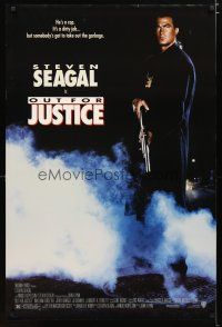 5f586 OUT FOR JUSTICE DS 1sh '91 great full-length image of Steven Seagal with shotgun!
