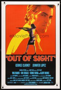 5f587 OUT OF SIGHT DS 1sh '98 Steven Soderbergh, cool image of George Clooney, Jennifer Lopez!