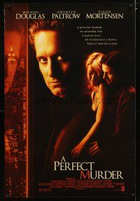 5f602 PERFECT MURDER DS 1sh '98 Michael Douglas, sexy Gwyneth Paltrow, Dial M For Murder remake!