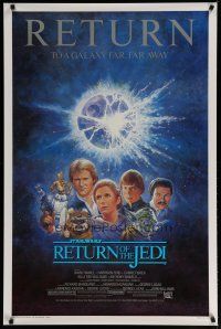 5f646 RETURN OF THE JEDI 1sh R85 George Lucas classic, Mark Hamill, Ford, Tom Jung art!