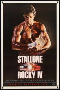 5f661 ROCKY IV advance 1sh '85 great image of champ Sylvester Stallone wrapping his hands!