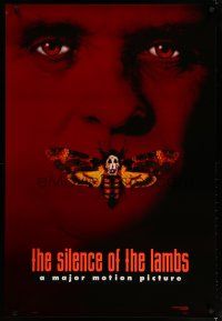 5f694 SILENCE OF THE LAMBS style B teaser DS 1sh '90 creepy Anthony Hopkins with moth over mouth!