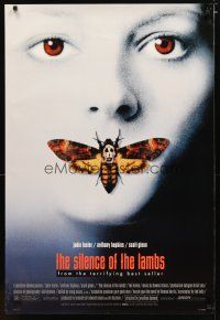 5f695 SILENCE OF THE LAMBS style D DS 1sh '90 image of Jodie Foster with moth over mouth!