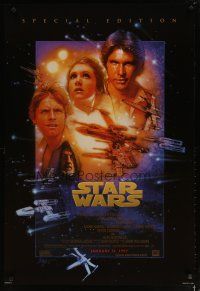 5f727 STAR WARS style B advance 1sh R97 George Lucas, cool different artwork by Drew Struzan!