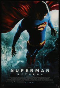 5f737 SUPERMAN RETURNS advance DS 1sh '06 Bryan Singer, full-length image of Routh in costume!