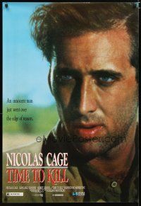 5f760 TIME TO KILL video 1sh '89 huge close-up of Nicholas Cage!