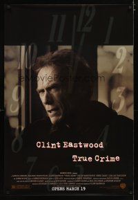 5f773 TRUE CRIME advance DS 1sh '99 great close up of director & detective Clint Eastwood!
