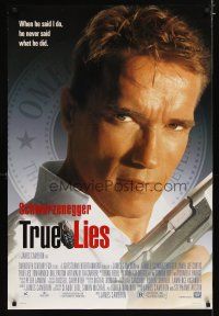 5f774 TRUE LIES style B DS 1sh '94 Arnold Schwarzenegger, directed by James Cameron!