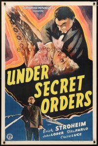 5f785 UNDER SECRET ORDERS 1sh '43 Erich von Stroheim, gripping expose of a most sinister spy ring!