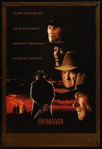 5f787 UNFORGIVEN DS 1sh '92 Clint Eastwood, Gene Hackman, Morgan Freeman, Richard Harris!
