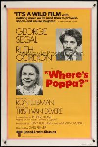 5f819 WHERE'S POPPA 1sh R79 Carl Reiner comedy, close-ups of George Segal & Ruth Gordon!