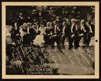 5g118 LADY FOR A DAY herald '33 Frank Capra, entire cast lined up w/drinks & facsimile signatures!