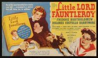 5g121 LITTLE LORD FAUNTLEROY herald '36 Freddie Bartholomew & Dolores Costello Barrymore!