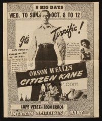 5g124 MARCY THEATER herald '41 Orson Welles in Citizen Kane, Mexican Spitfire Lupe Velez & more!