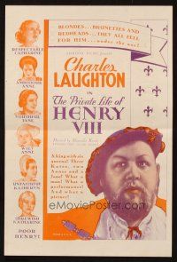5g127 PRIVATE LIFE OF HENRY VIII herald '33 Charles Laughton gave his wives a pain in the neck!
