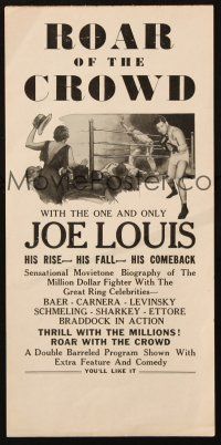 5g129 ROAR OF THE CROWD herald '30s documentary of slugger Joe Louis, boxing!