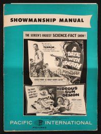 5g574 DATE WITH DEATH/HIDEOUS SUN DEMON pressbook '69 the screen's biggest science-fact show!