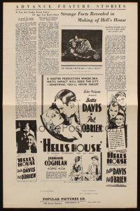 5g655 HELL'S HOUSE pressbook R30s super young Bette Davis, Pat O'Brien, cool different images!