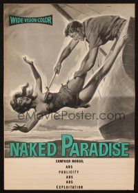 5g778 NAKED PARADISE pressbook '57 art of sexy falling Beverly Garland caught by hook!