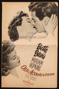 5g799 OLD ACQUAINTANCE pressbook '43 Bette Davis knows what every woman expects from love!