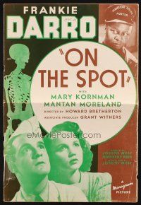 5g804 ON THE SPOT pressbook '40 Frankie Darro, Mary Kornman, Mantan Moreland & creepy skeleton!