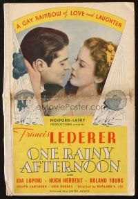 5g809 ONE RAINY AFTERNOON pressbook '36 smoking Ida Lupino is a free & easy gal, Matinee Scandal!