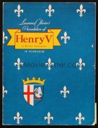 5g386 HENRY V souvenir program book '44 classic Laurence Olivier & William Shakespeare!