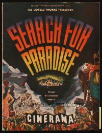 5g414 SEARCH FOR PARADISE souvenir program book '57 Cinerama, Lowell Thomas' Himalayan travels!